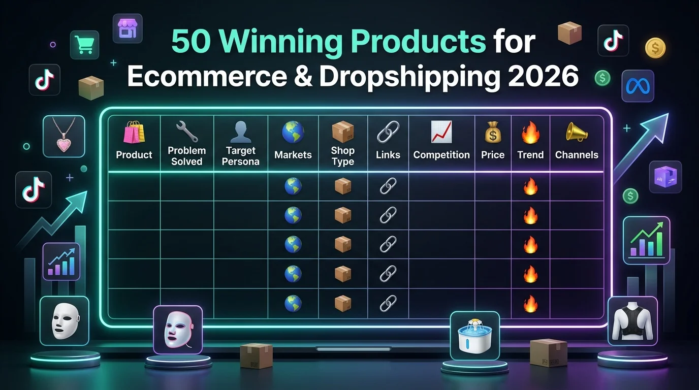 Expert Prompt: Generate 50 High-Potential Winning Products for Ecommerce & Dropshipping RIGHT NOW (2026)